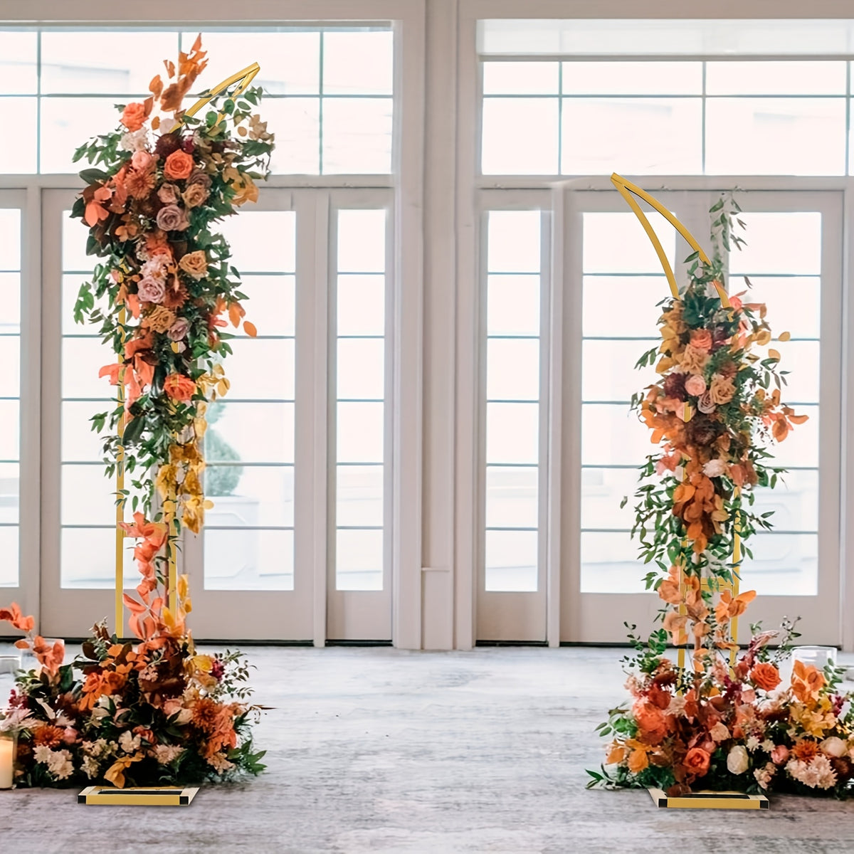 Set Of 2pcs Wedding Arch Backdrop Stand for Party, Christmas Arch for Wedding Ceremony, Birthday Party, Valentine's Day, Mother's Day, Halloween, Festive Setup, Party Decoration, Chic Design, Stylish Backdrop, Metal Frame, St