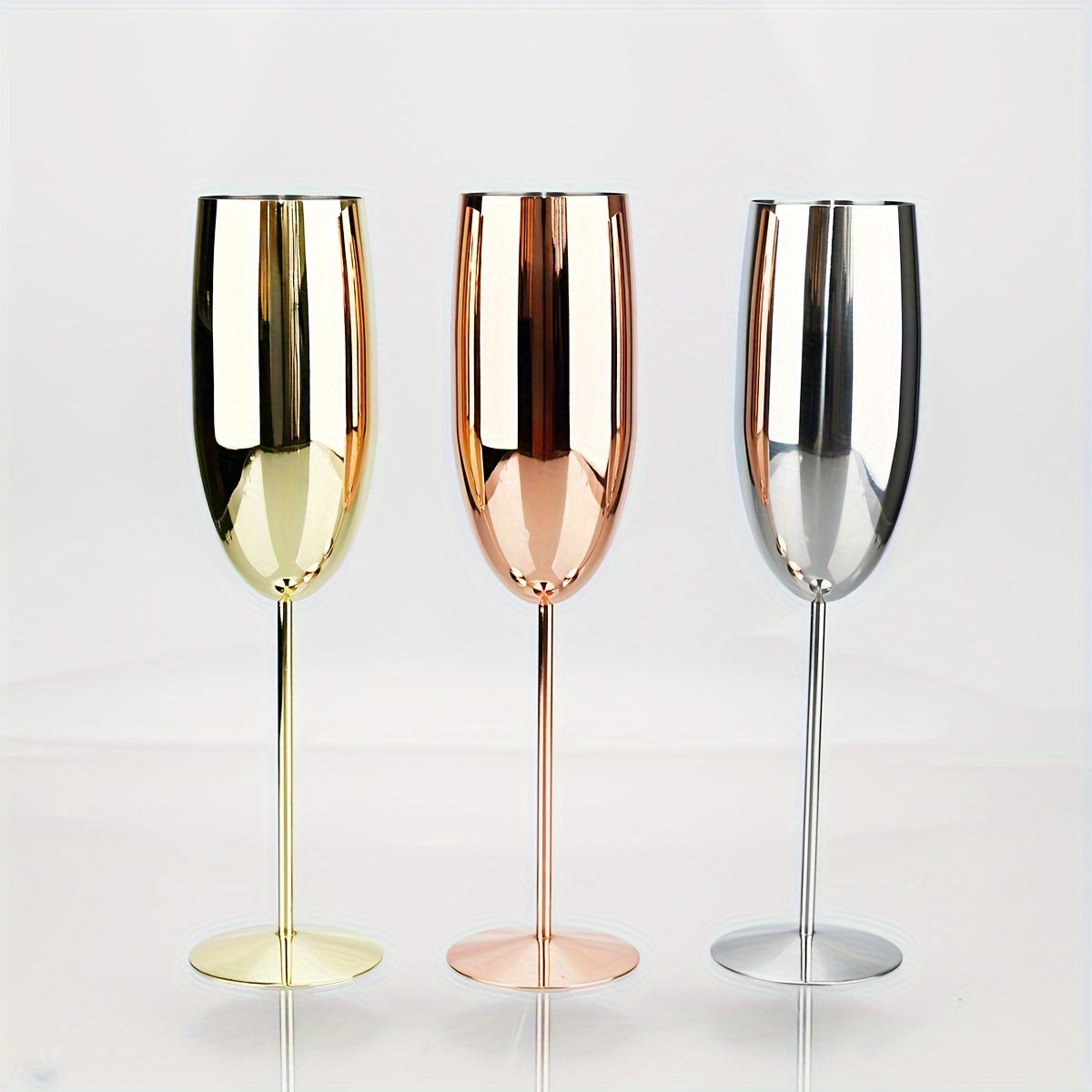 270ml Golden High-footed Wine Glass, Drop-resistant Stainless Steel Champagne Glass For Bar Home Wedding Party