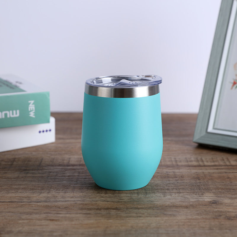 1pc, Wine Tumbler, 12 Oz Coffee Mugs With Lid, Double-Layer Vacuum Cup, Long Lasting Insulation Water Bottle, Indoor Outdoor Coffee Cup, Kitchen Accessories, Household Items