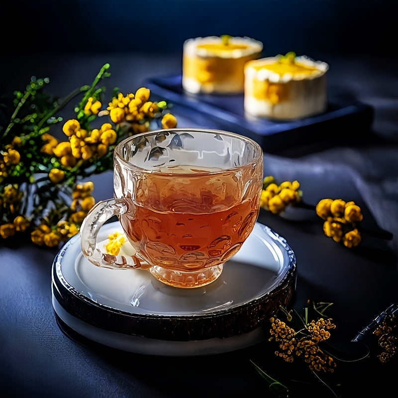 6pcs Exquisite Meteorite Pattern Glass Cups with Handles, Lead-Free, Reusable - Ideal for Milk, Beverages, Juice - Perfect Christmas or Valentine's Day Gift, 210ml/7.38oz