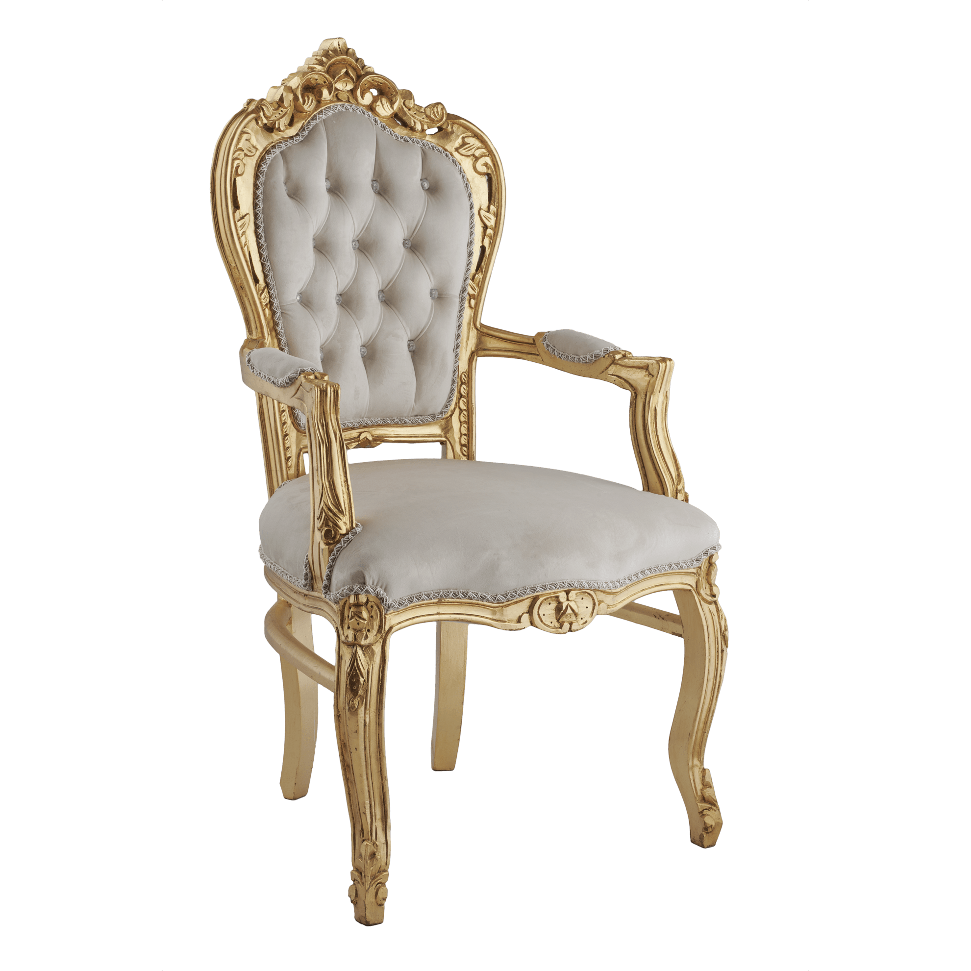 Table Chair Baroque-Style Armchair - Rococo in Solid Wood Decorated