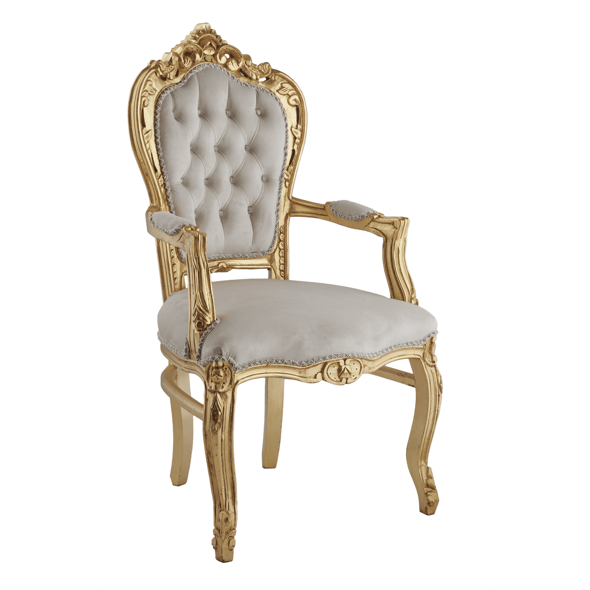 Table Chair Baroque-Style Armchair - Rococo in Solid Wood Decorated