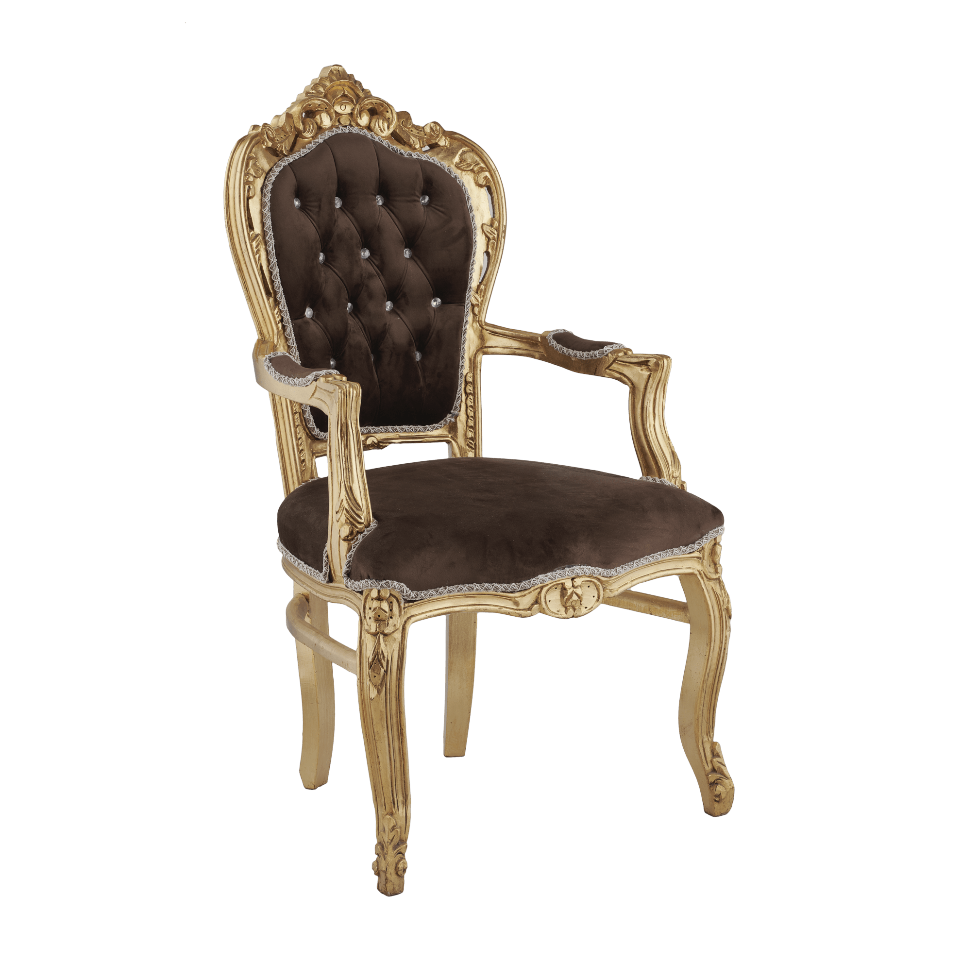 Table Chair Baroque-Style Armchair - Rococo in Solid Wood Decorated