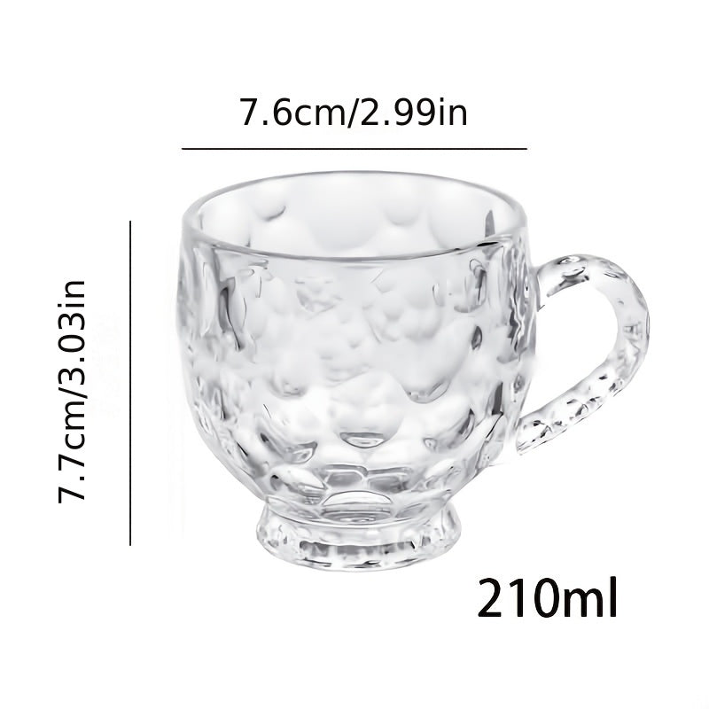 6pcs Exquisite Meteorite Pattern Glass Cups with Handles, Lead-Free, Reusable - Ideal for Milk, Beverages, Juice - Perfect Christmas or Valentine's Day Gift, 210ml/7.38oz