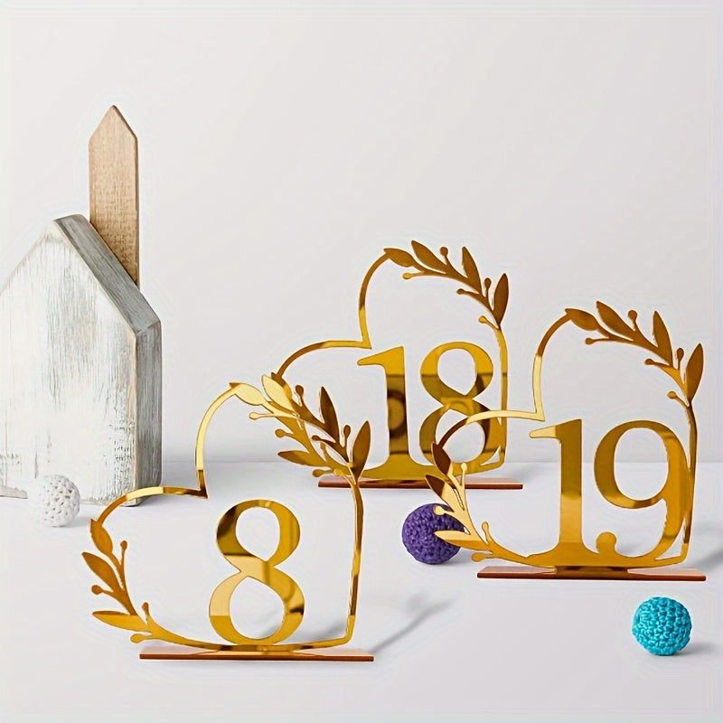 Golden Acrylic Wedding Mirror Table Numbers with Stands: