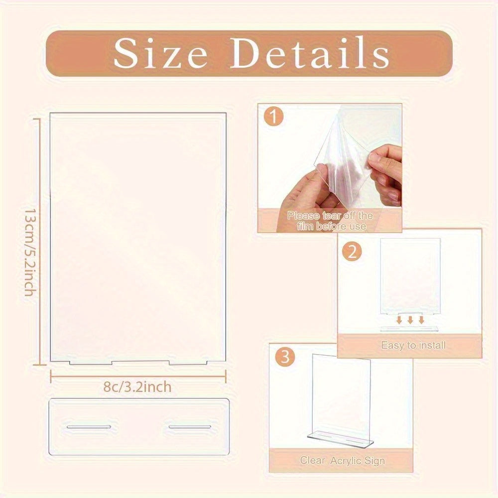 [2D Flat] 20pcs Bohemian Floral Acrylic Tabletop Display Signs, Transparent Place Card Holders with Bases, Multipurpose Elegant Seating
