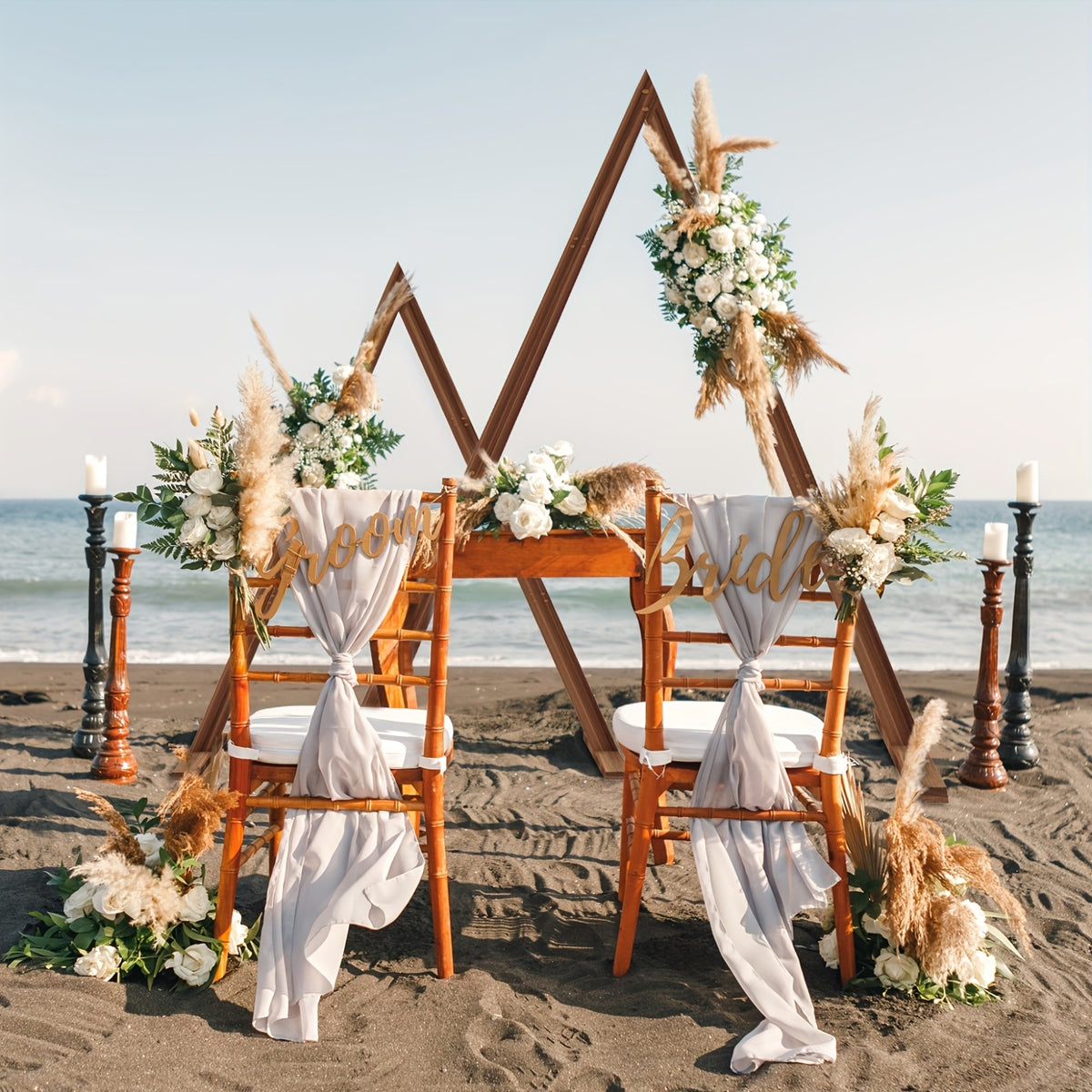 Heavy Duty Two-Tier Rustic Wood Wedding Arch Frame with Sturdy Base - Double Set Indoor/Outdoor A-Frame Design, Easy Assembly with Wrench Included, Large Sturdy Base & Triangular Stability for Weddings, Parties, Photo Booths,