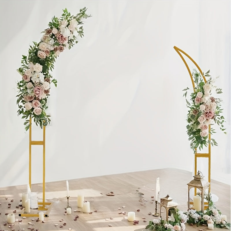 Set Of 2pcs Wedding Arch Backdrop Stand for Party, Christmas Arch for Wedding Ceremony, Birthday Party, Valentine's Day, Mother's Day, Halloween, Festive Setup, Party Decoration, Chic Design, Stylish Backdrop, Metal Frame, St