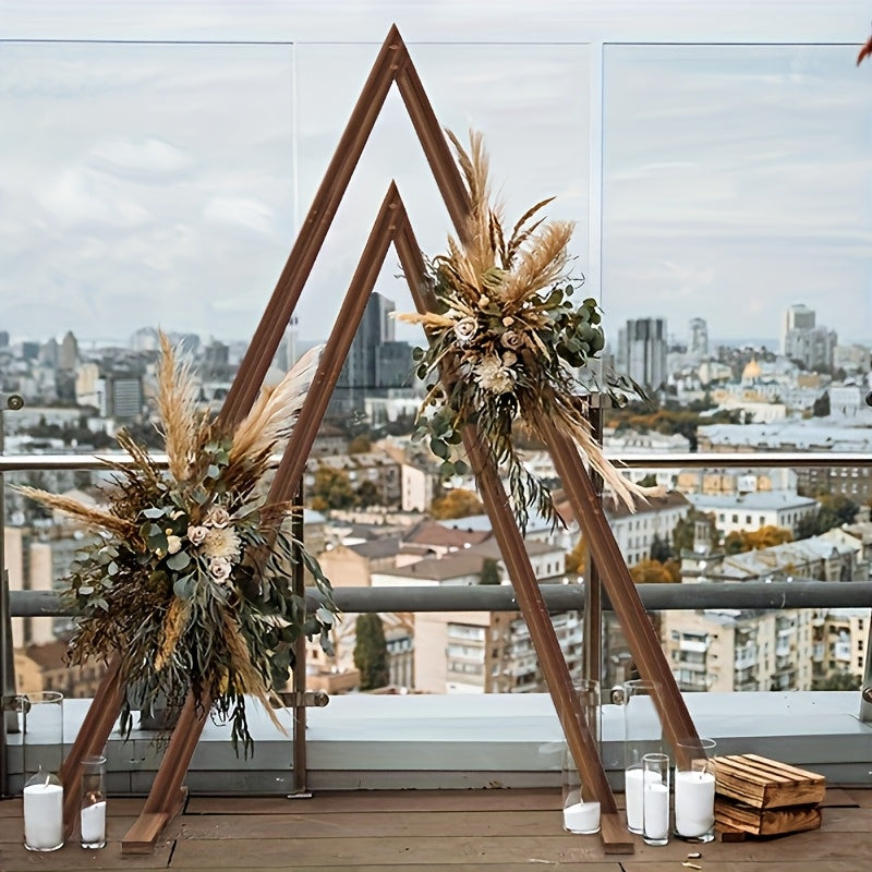 Heavy Duty Two-Tier Rustic Wood Wedding Arch Frame with Sturdy Base - Double Set Indoor/Outdoor A-Frame Design, Easy Assembly with Wrench Included, Large Sturdy Base & Triangular Stability for Weddings, Parties, Photo Booths,