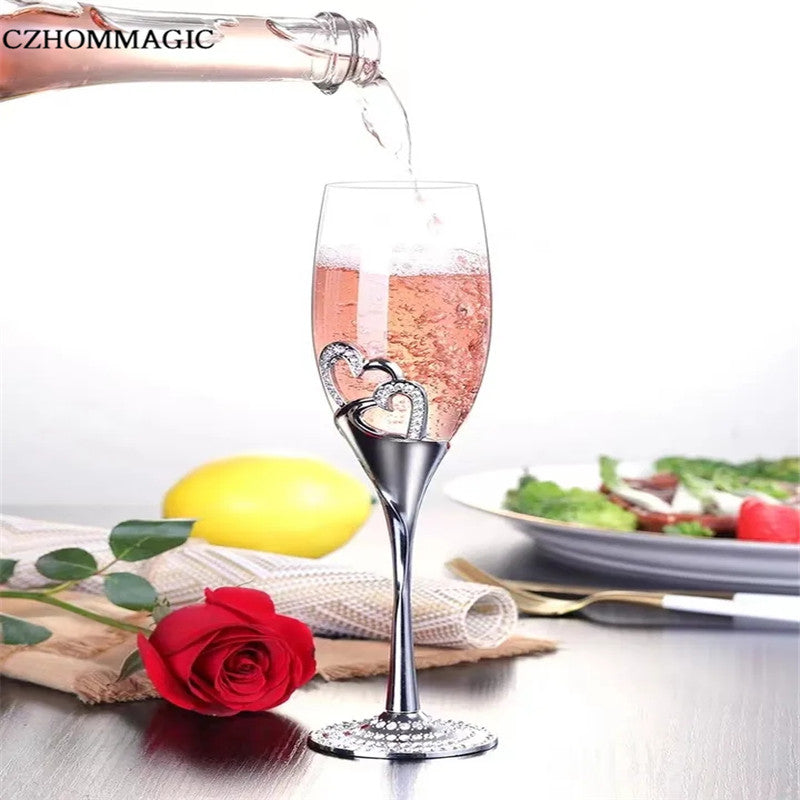[Popular Choice] Elegant 2pcs Golden Heart Champagne Flute Set - Perfect for Weddings, Anniversaries & Valentine's Day Gifts
