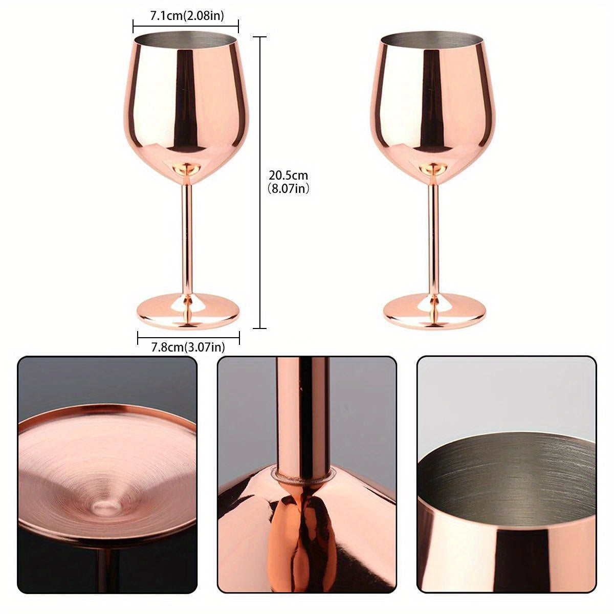 2pcs Stainless Steel Wine Glasses 18oz Large Capacity Unbreakable Wine Glasses Family Dinner Party Wedding Anniversary