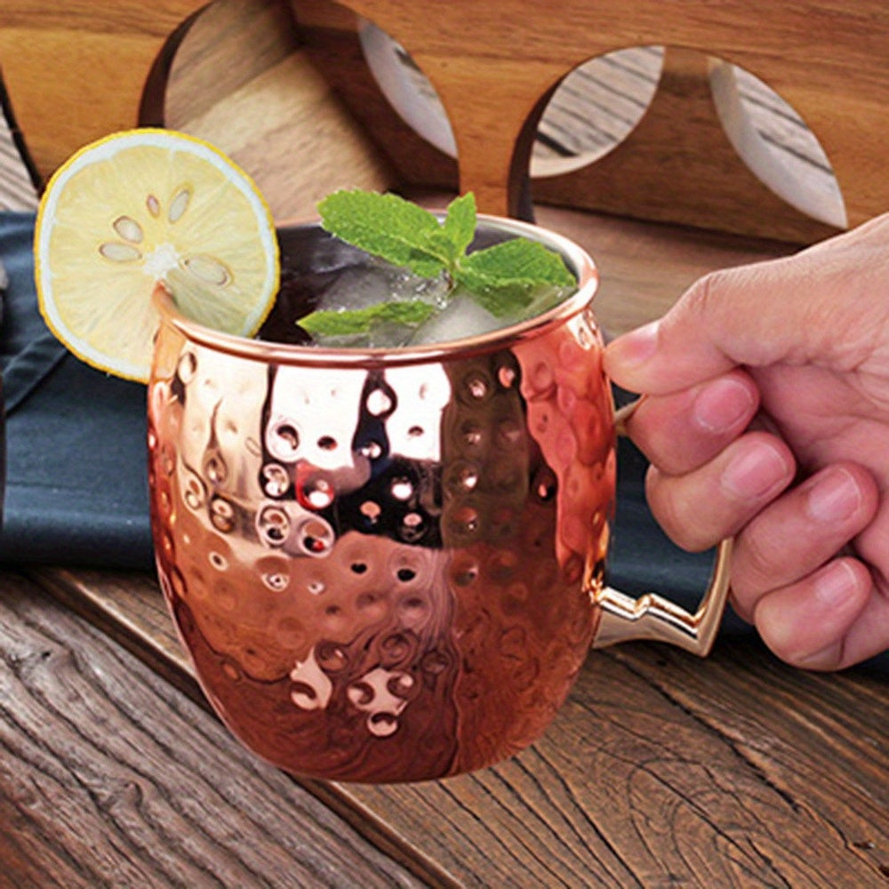 [Popular Choice] Elegant 16oz Moscow Mule Mug Set - Hammered Copper & Stainless Steel, Perfect for Cold Drinks, Wine, Beer - Ideal for Bars, Parties, Gifts, 2/4pcs, Superior, Gift-Giving