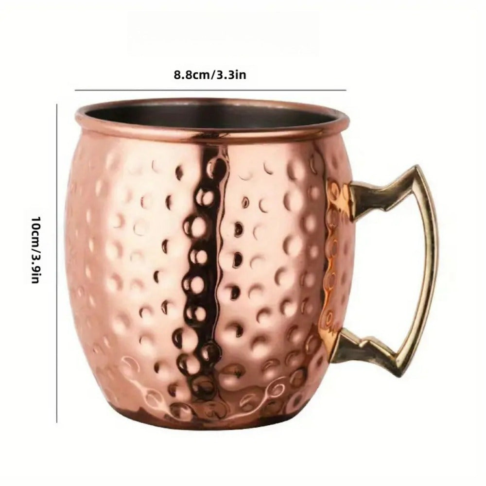 [Popular Choice] Elegant 16oz Moscow Mule Mug Set - Hammered Copper & Stainless Steel, Perfect for Cold Drinks, Wine, Beer - Ideal for Bars, Parties, Gifts, 2/4pcs, Superior, Gift-Giving