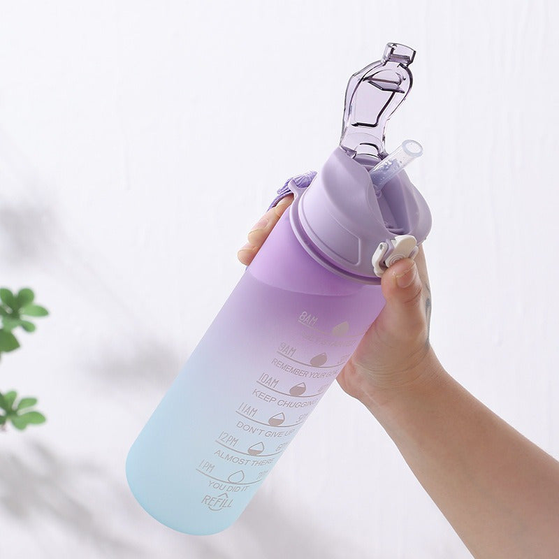 750ml Motivational Water Bottle with Time Marker, Straw, & Leak-Proof Lid - Durable Plastic Hydration Bottle for Gym, Yoga, Hiking - Seasonal Themed for Christmas, Easter, Halloween - Fitness Water Jug for Daily Hydration