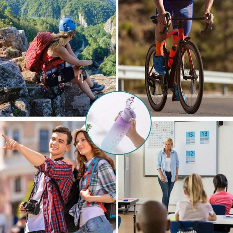 750ml Motivational Water Bottle with Time Marker, Straw, & Leak-Proof Lid - Durable Plastic Hydration Bottle for Gym, Yoga, Hiking - Seasonal Themed for Christmas, Easter, Halloween - Fitness Water Jug for Daily Hydration