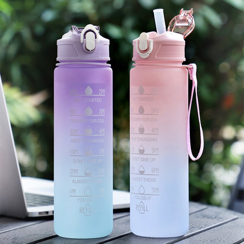 750ml Motivational Water Bottle with Time Marker, Straw, & Leak-Proof Lid - Durable Plastic Hydration Bottle for Gym, Yoga, Hiking - Seasonal Themed for Christmas, Easter, Halloween - Fitness Water Jug for Daily Hydration
