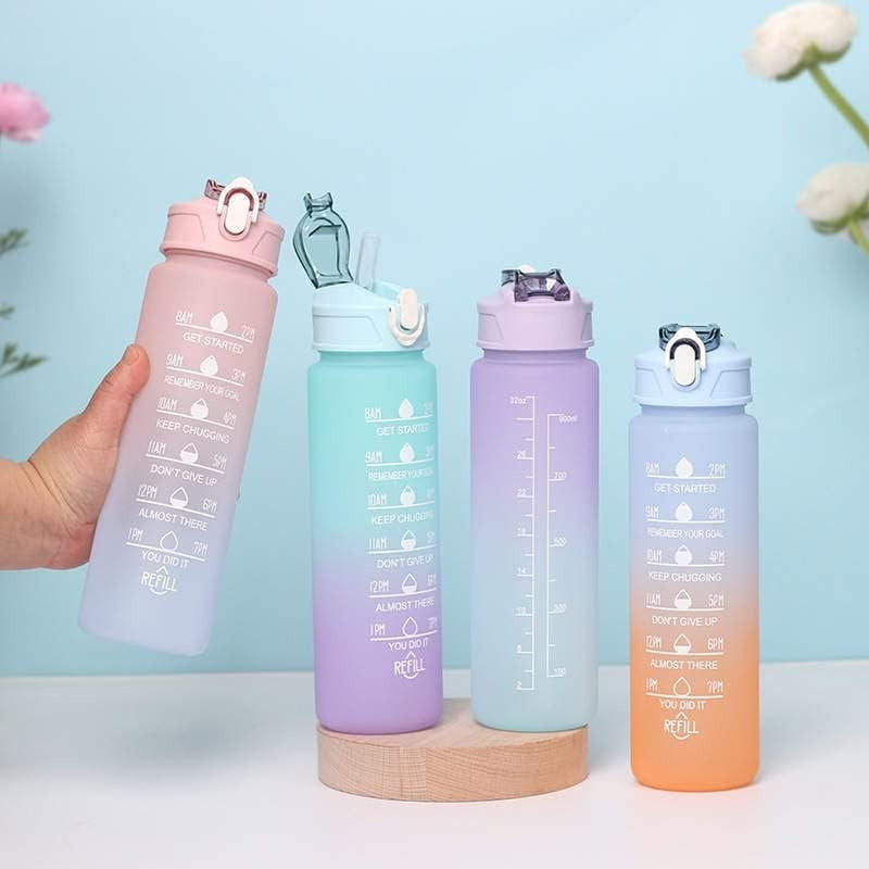 750ml Motivational Water Bottle with Time Marker, Straw, & Leak-Proof Lid - Durable Plastic Hydration Bottle for Gym, Yoga, Hiking - Seasonal Themed for Christmas, Easter, Halloween - Fitness Water Jug for Daily Hydration