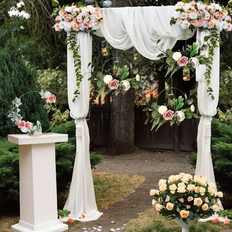 Elegant 30.48cm Metal Floral Hoop Centerpieces with Stands - Set Of 10