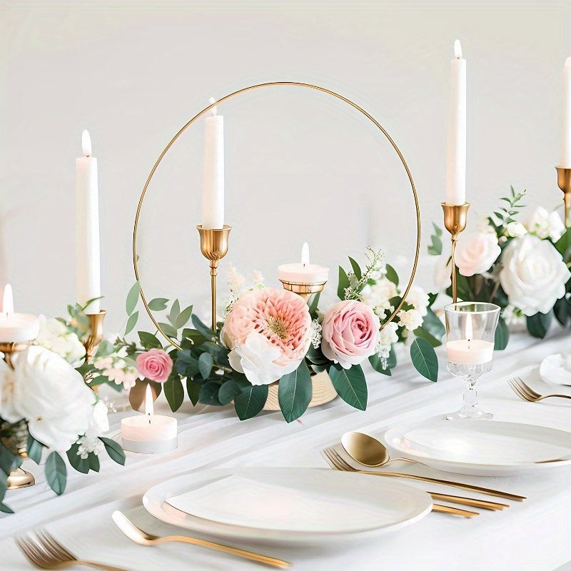 Elegant 30.48cm Metal Floral Hoop Centerpieces with Stands - Set Of 10