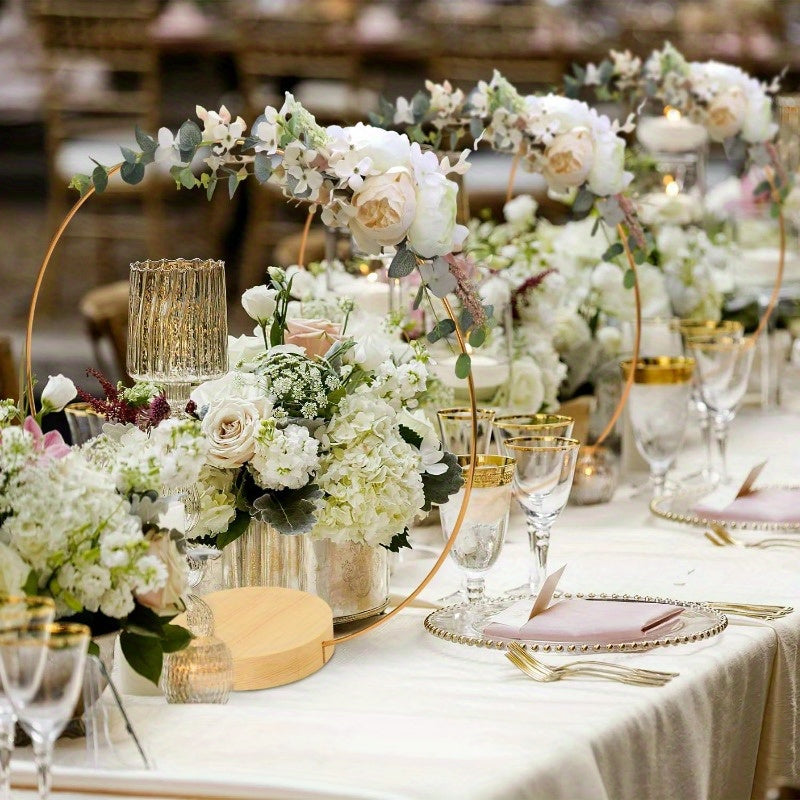Elegant 30.48cm Metal Floral Hoop Centerpieces with Stands - Set Of 10