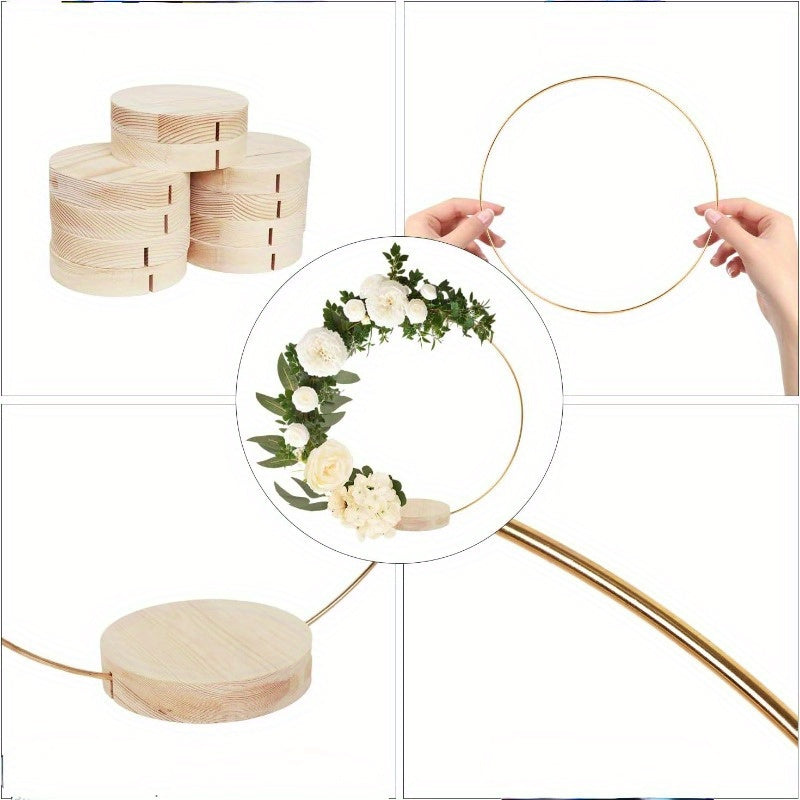 Elegant 30.48cm Metal Floral Hoop Centerpieces with Stands - Set Of 10