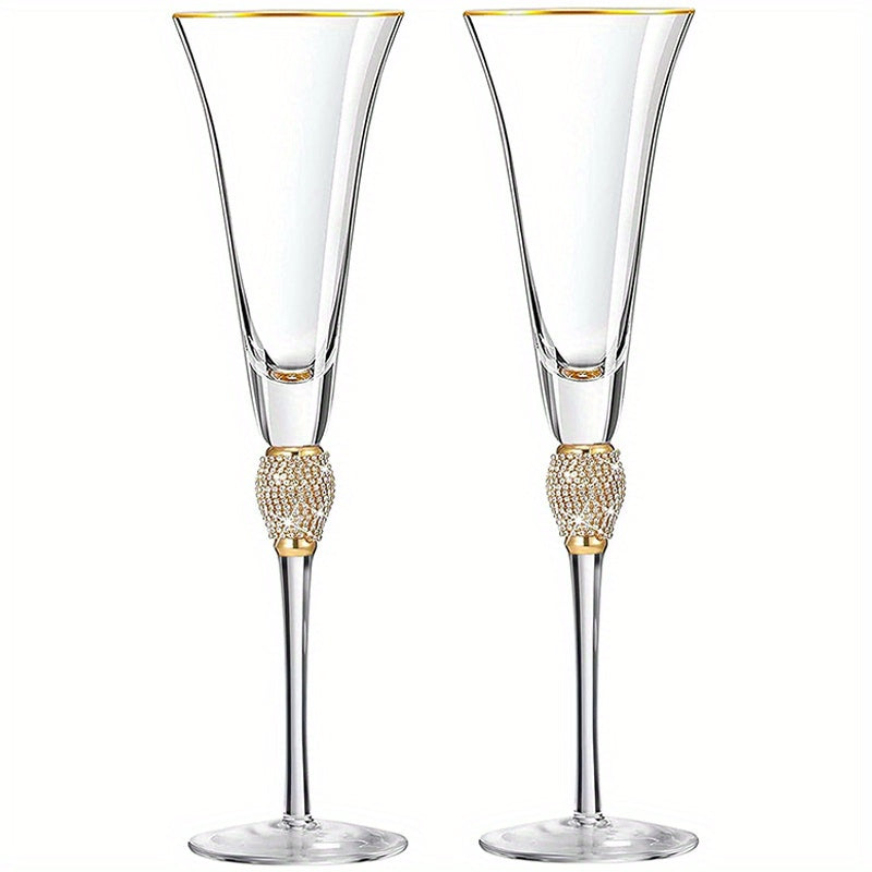 Elegant Rhinestone Studded Champagne Flutes: Perfect for Wedding Toasts, Bridal Showers, and Festive Celebrations