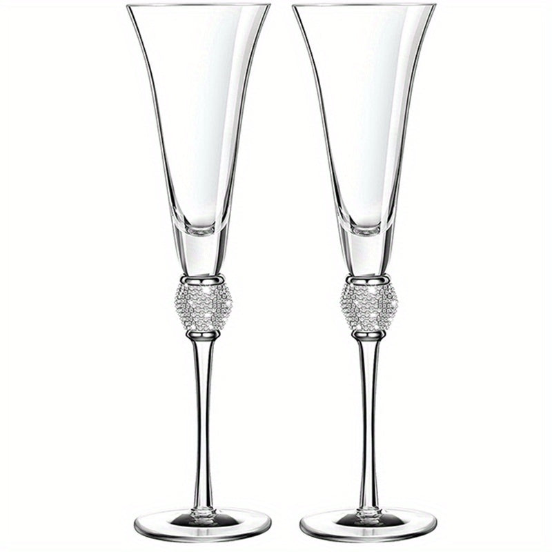 Elegant Rhinestone Studded Champagne Flutes: Perfect for Wedding Toasts, Bridal Showers, and Festive Celebrations