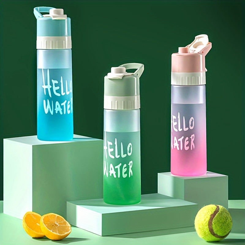 1pc Large-Capacity Gradient Spray Water Bottle - Portable, Cooling Mist Cup for Sports & Summer Hydration