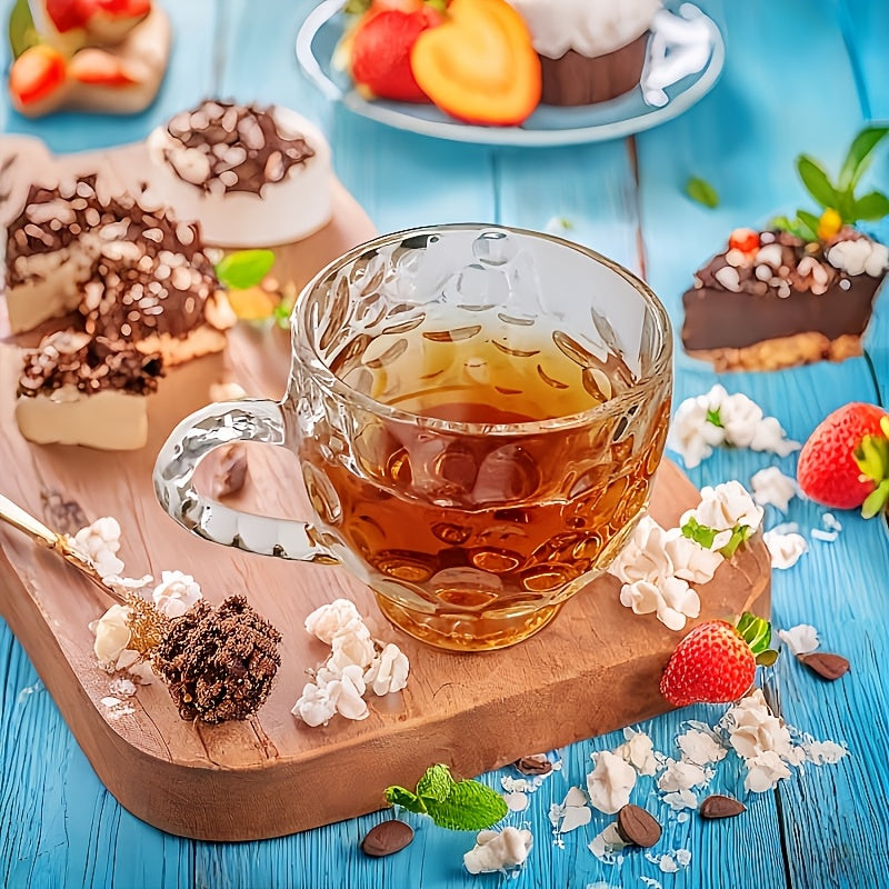 6pcs Exquisite Meteorite Pattern Glass Cups with Handles, Lead-Free, Reusable - Ideal for Milk, Beverages, Juice - Perfect Christmas or Valentine's Day Gift, 210ml/7.38oz
