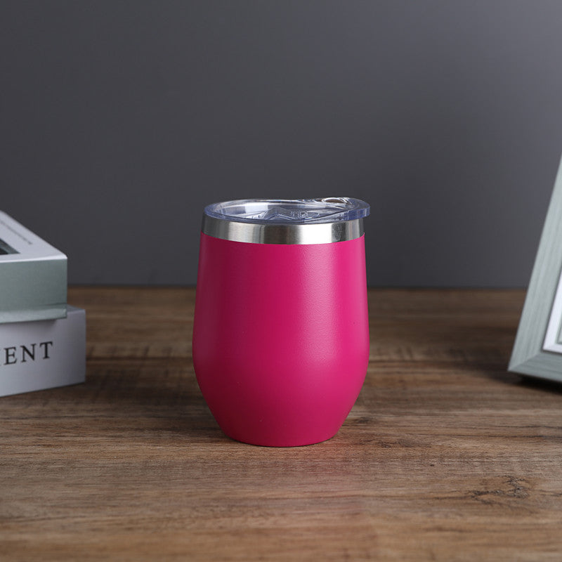 1pc, Wine Tumbler, 12 Oz Coffee Mugs With Lid, Double-Layer Vacuum Cup, Long Lasting Insulation Water Bottle, Indoor Outdoor Coffee Cup, Kitchen Accessories, Household Items