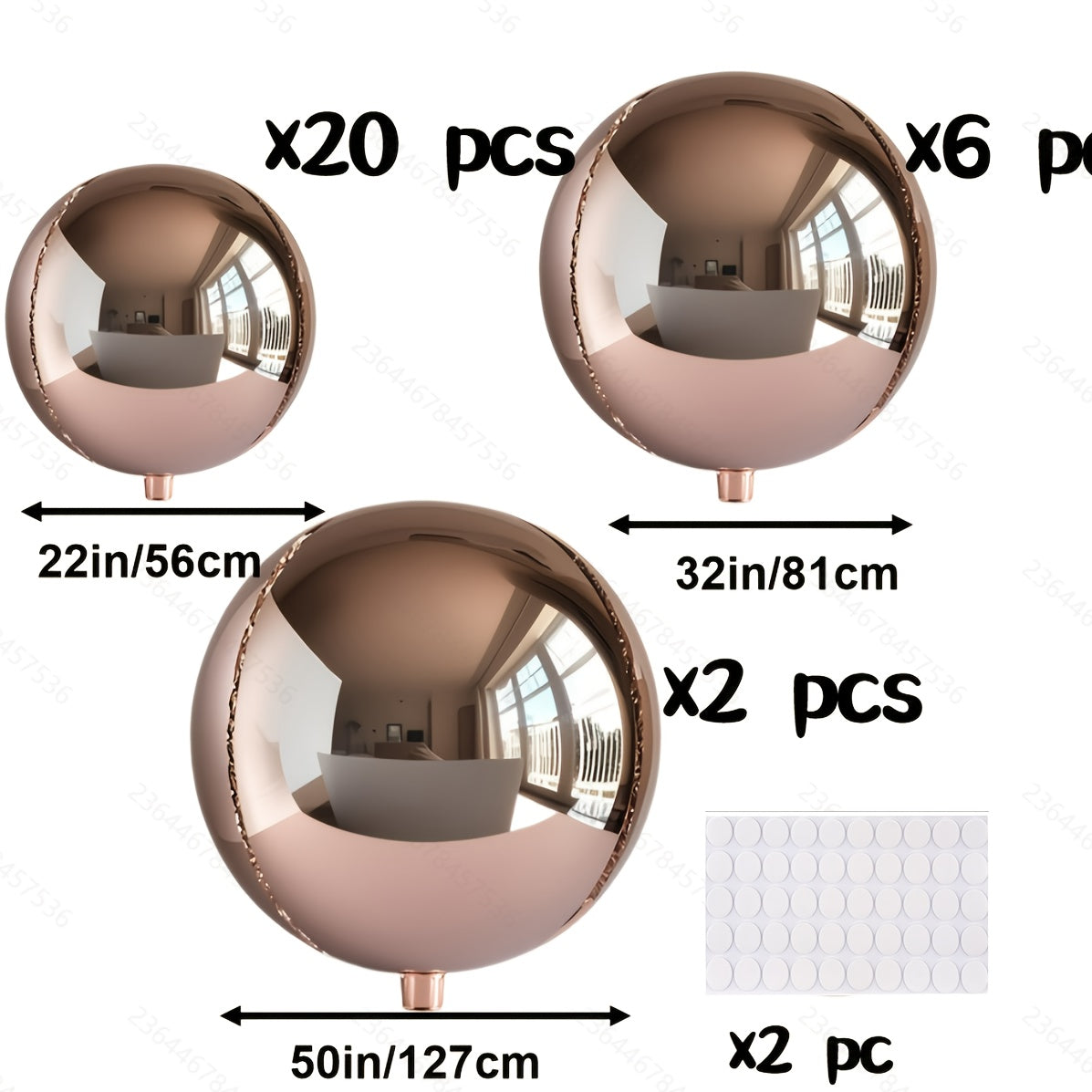 30 PCS Giant 4D Mirror Aluminum Foil Balloons Set (55.88cm, 81.28cm, 127.0cm) -  with Adhesive Strips