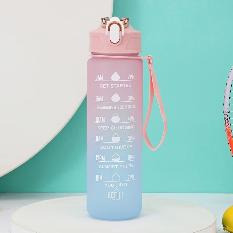 750ml Motivational Water Bottle with Time Marker, Straw, & Leak-Proof Lid - Durable Plastic Hydration Bottle for Gym, Yoga, Hiking - Seasonal Themed for Christmas, Easter, Halloween - Fitness Water Jug for Daily Hydration