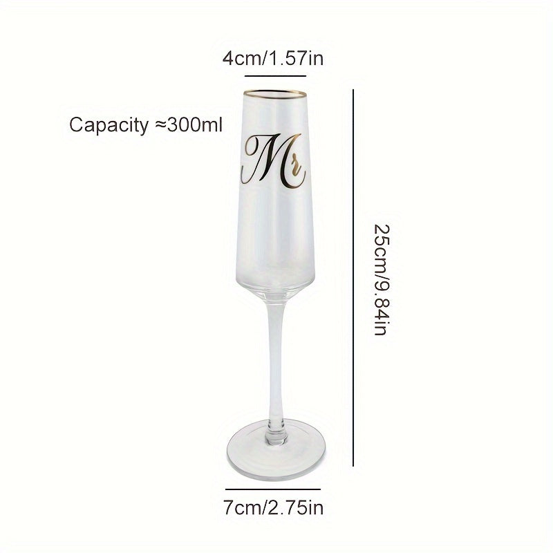 2PCS Hand-Wash Only Glass Champagne Flutes - Reusable, Recyclable Crystal Flute Shape Glasses with Golden Rim - Multipurpose, Ideal for Wedding, Engagement, Parties, Thanksgiving, Christmas, Anniversary Gift
