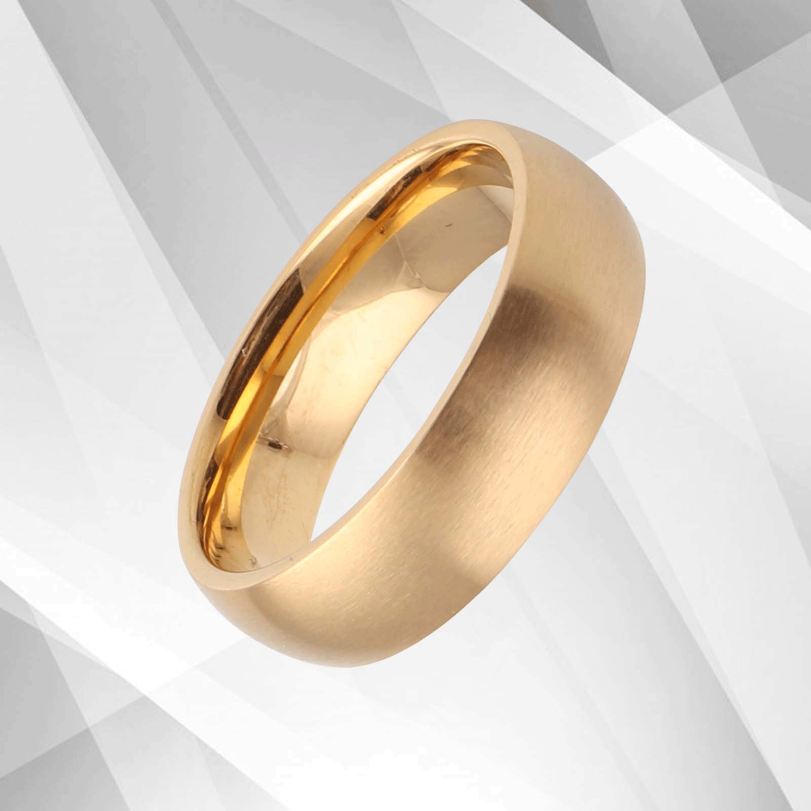 Mens Gents 18Ct Matt Finish Yellow Gold Plating Titanium Engagement