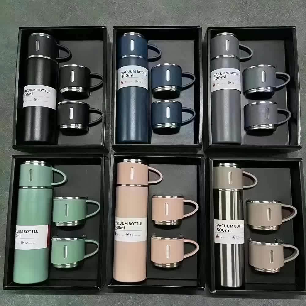 1pc One cup three lid set, cup lid can be used as a cup, new insulated cup car water cup business gift set