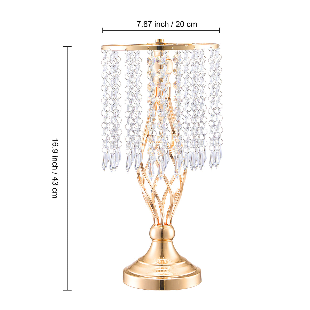 VEVOR 20pcs 43cm/16.9" Tall Crystal Wedding Flower Stand Vase for Party Decor