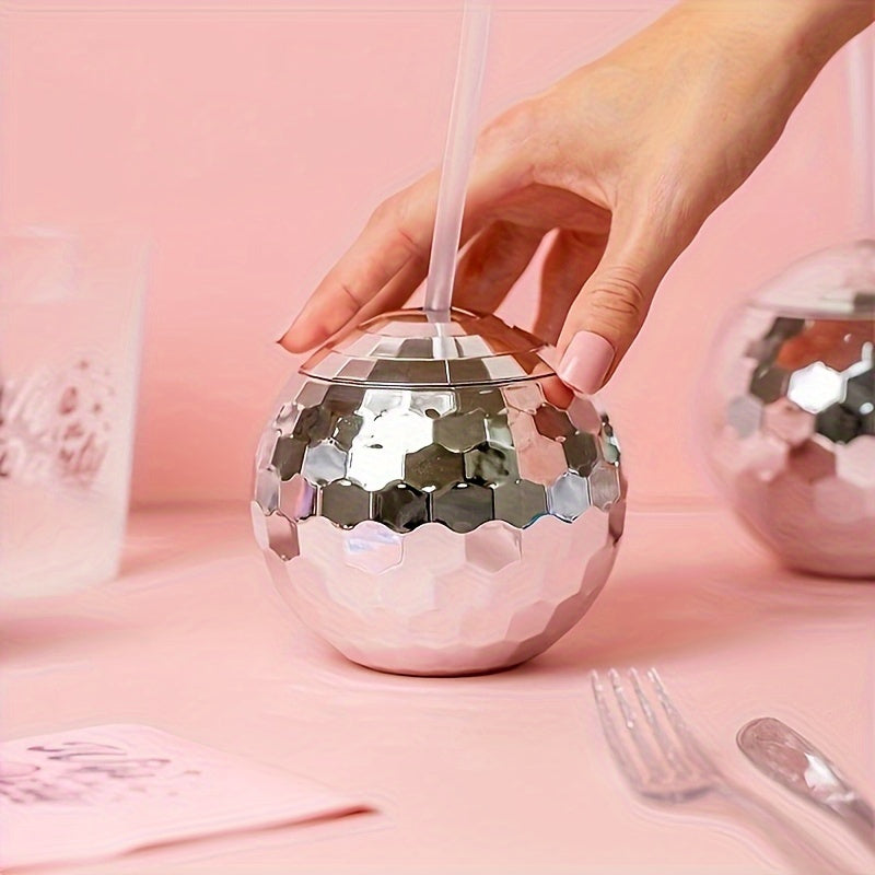 1pc/4pcs, Disco Ball Drink Tumbler With Straw And Lid, 600ml/20oz Shiny Sparkling Party Drinking Cup For Nightclub, Bar, Wedding, And More