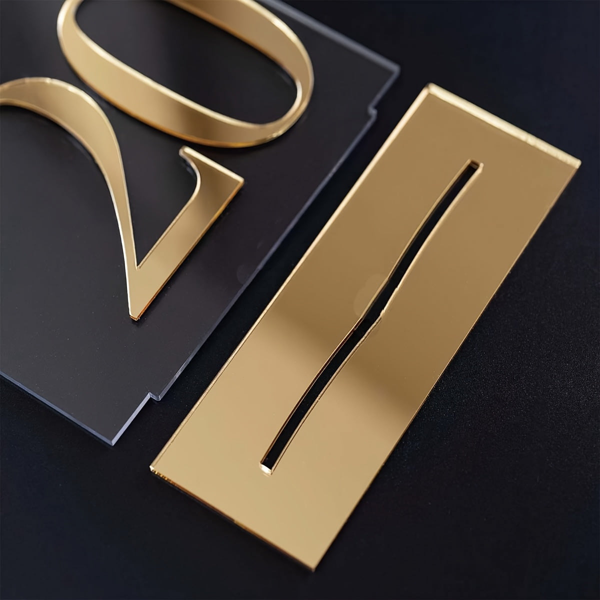 Acrylic Wedding Table Number Plate 1-10 with Stand, 10.01 x 15.01cm Elegant Golden Durable Thick Style Suitable
