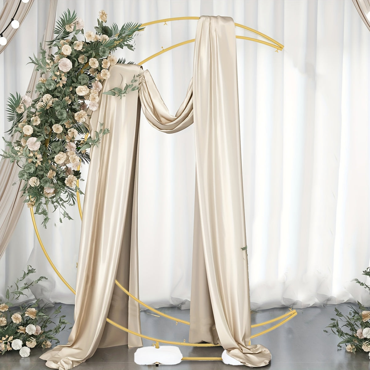 Golden Wedding Arch Stand - Heavy-Duty Metal Half-Crescent Moon Backdrop with Stable Base, Golden Ceremony Arch for Wedding, Birthday, Party Decorations - Indoor/Outdoor Event Decoration Stand, Romantic Event Decor, Sophistic