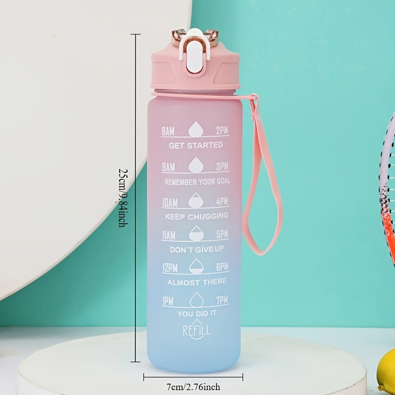 750ml Motivational Water Bottle with Time Marker, Straw, & Leak-Proof Lid - Durable Plastic Hydration Bottle for Gym, Yoga, Hiking - Seasonal Themed for Christmas, Easter, Halloween - Fitness Water Jug for Daily Hydration