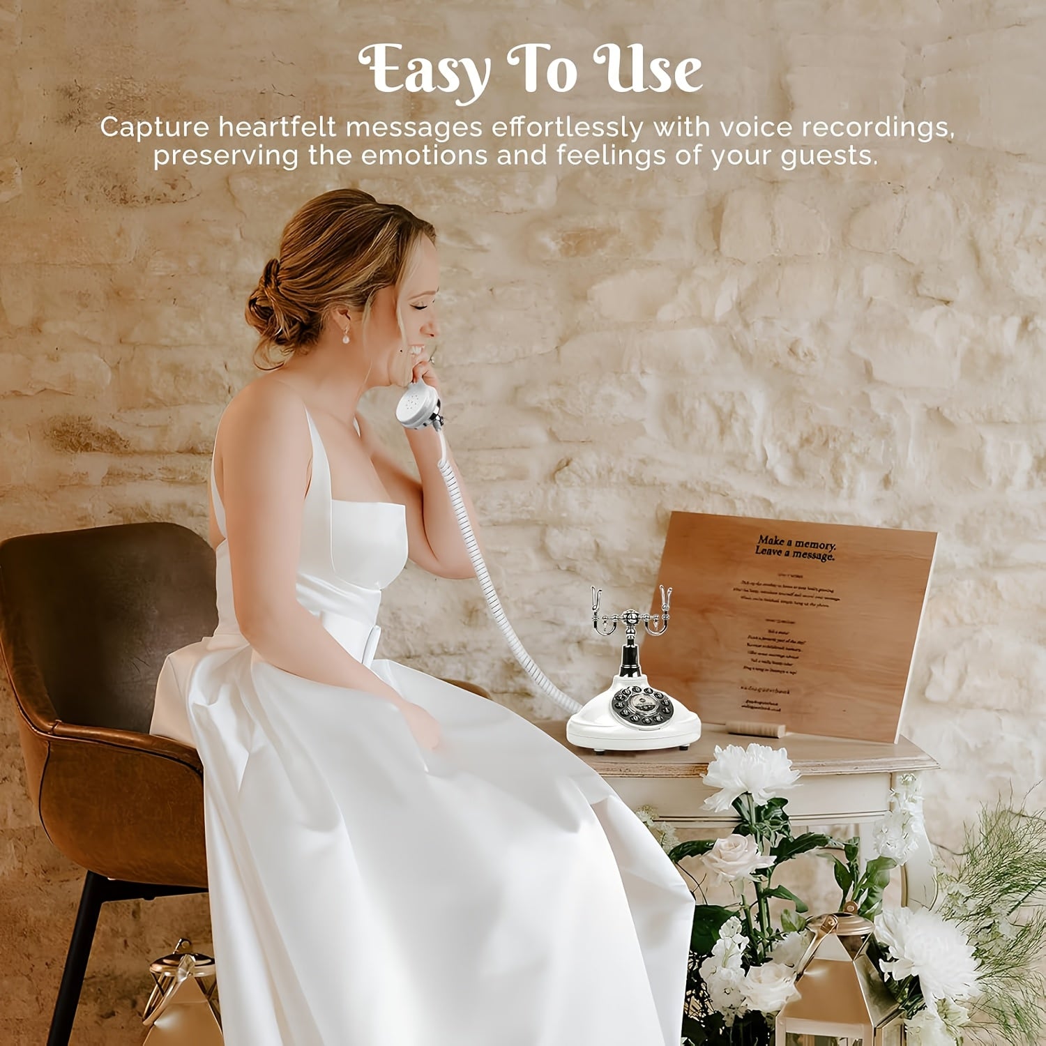 1pc Unique Audio Guestbook Telephone - Record Voice Messages, Leave Heartfelt Wishes, DIY Original Guestbook Phone for Wedding, Party, Gathering - Cherish Memories Forever