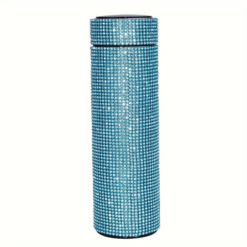 1pc, Sparkling Studded Vacuum Flask, 16oz/480ml Stainless Steel Insulated Water Bottles, Travel Thermal Cups, For Hot And Cold Beverages, Summer Winter Drinkware, Gifts