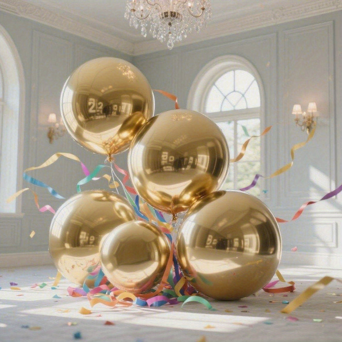 30 PCS Giant 4D Mirror Aluminum Foil Balloons Set (55.88cm, 81.28cm, 127.0cm) -  with Adhesive Strips