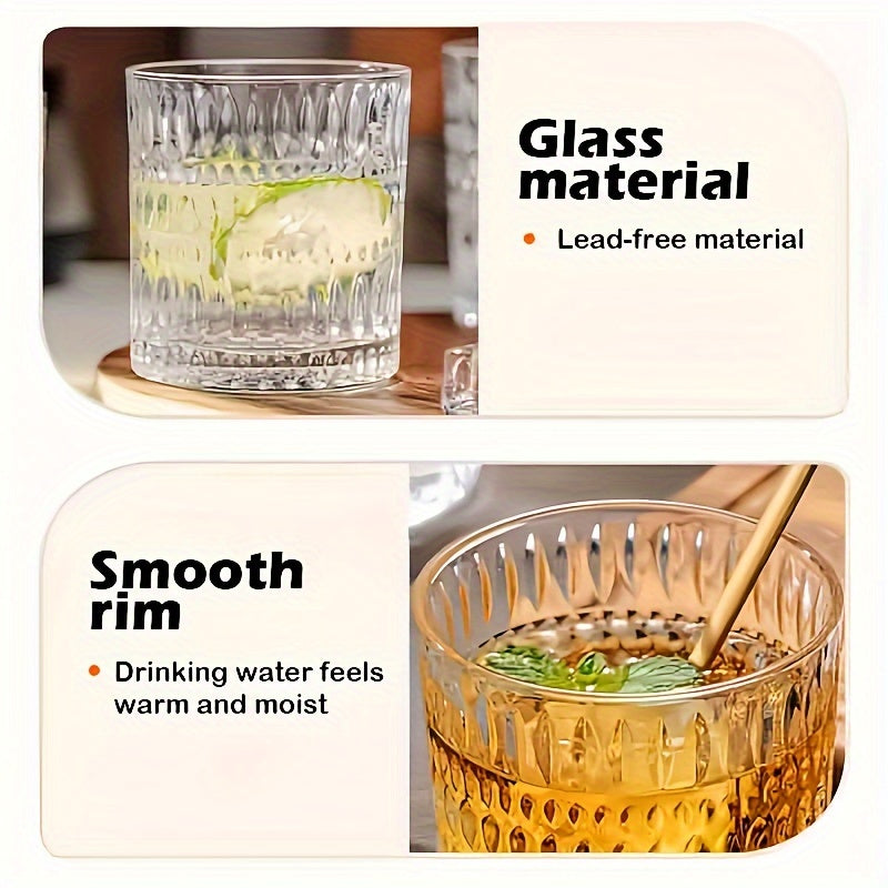6pcs glass cup, whiskey cup, milk cup, tea cup, fruit cup, coffee cup, juice cup, lead-free, reusable, essential gift for Christmas and Valentine's Day -340ml/11.62oz