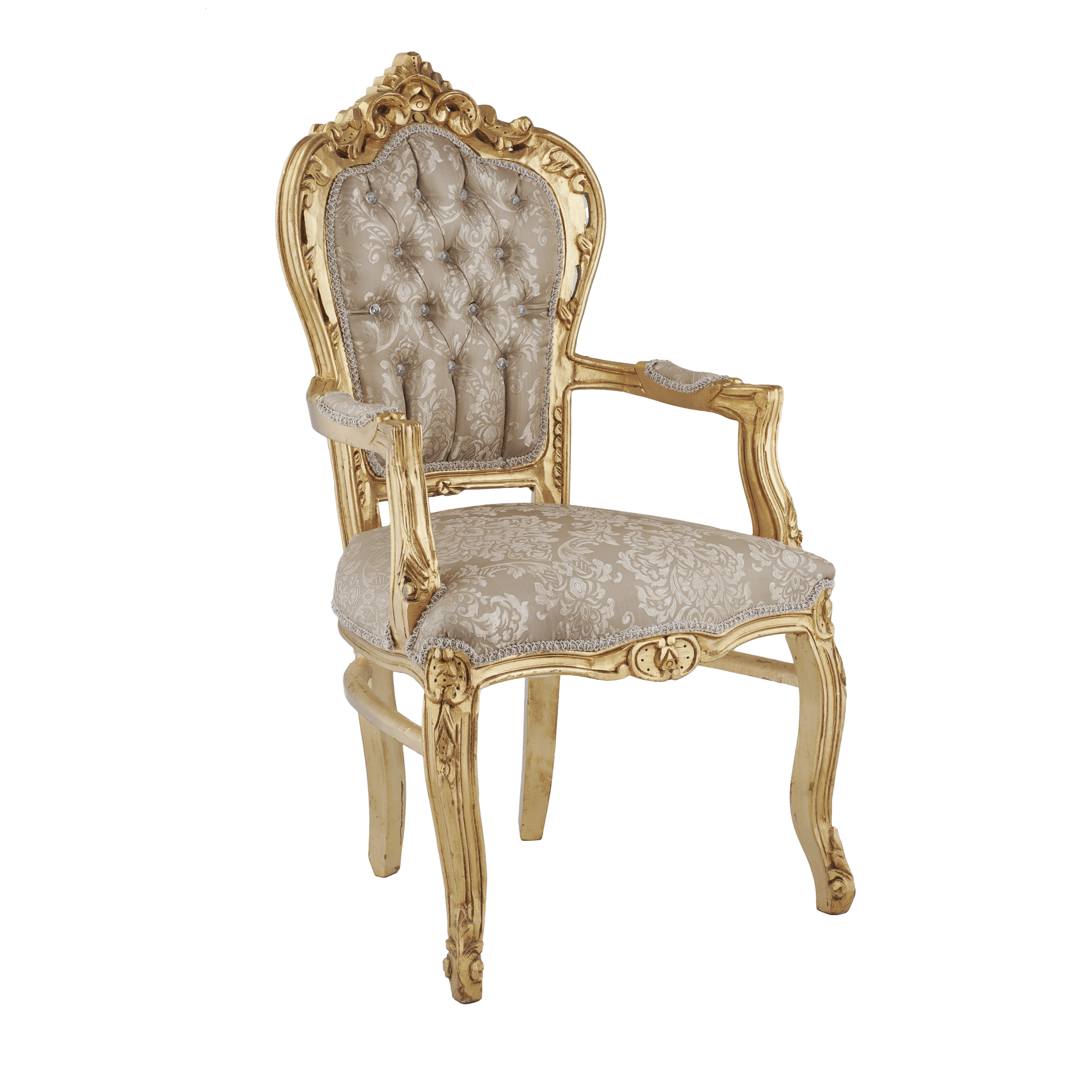 Table Chair Baroque-Style Armchair - Rococo in Solid Wood Decorated