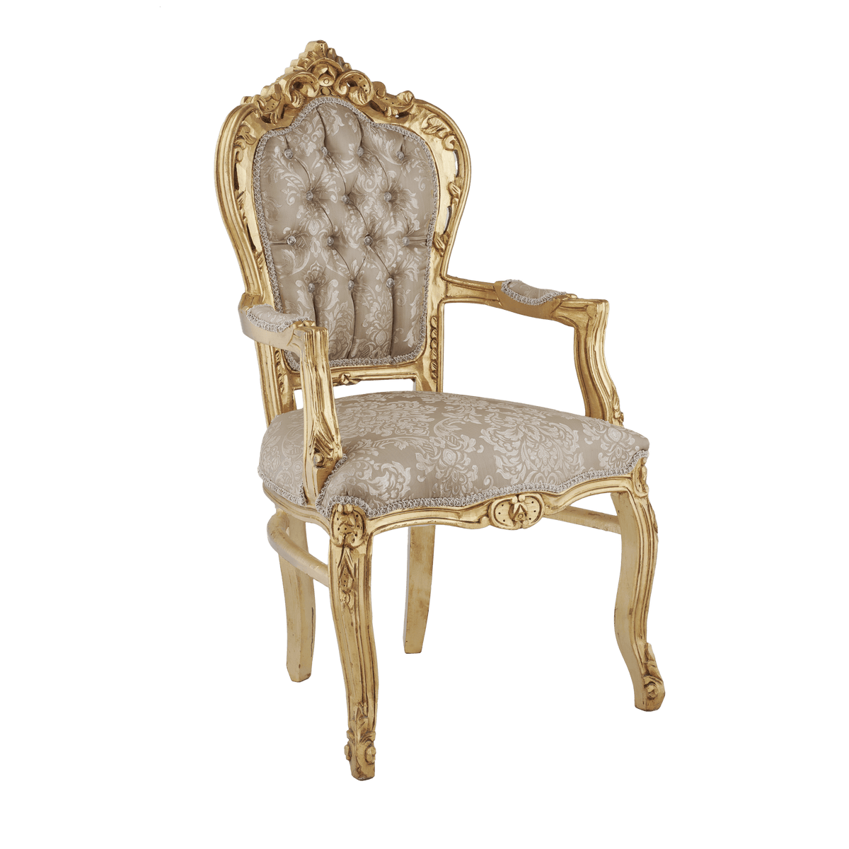 Table Chair Baroque-Style Armchair - Rococo in Solid Wood Decorated
