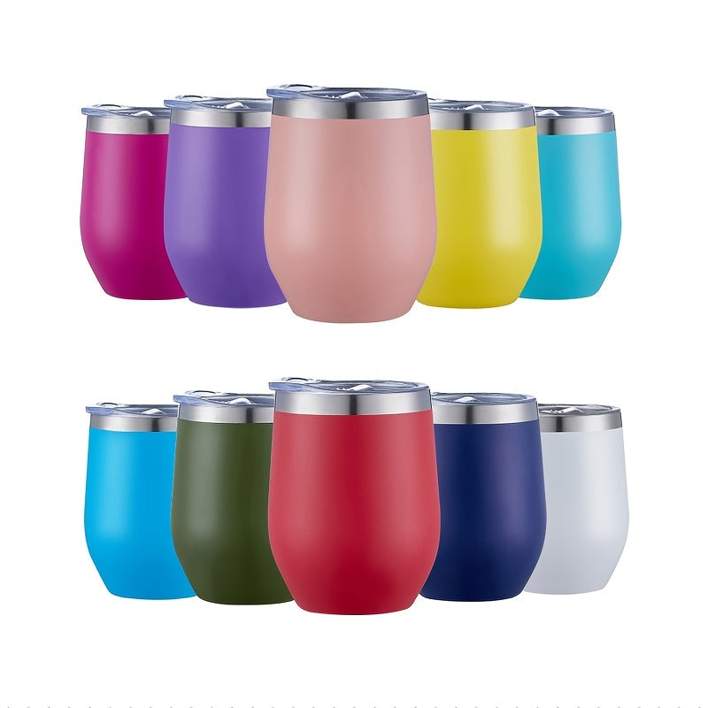 1pc, Wine Tumbler, 12 Oz Coffee Mugs With Lid, Double-Layer Vacuum Cup, Long Lasting Insulation Water Bottle, Indoor Outdoor Coffee Cup, Kitchen Accessories, Household Items