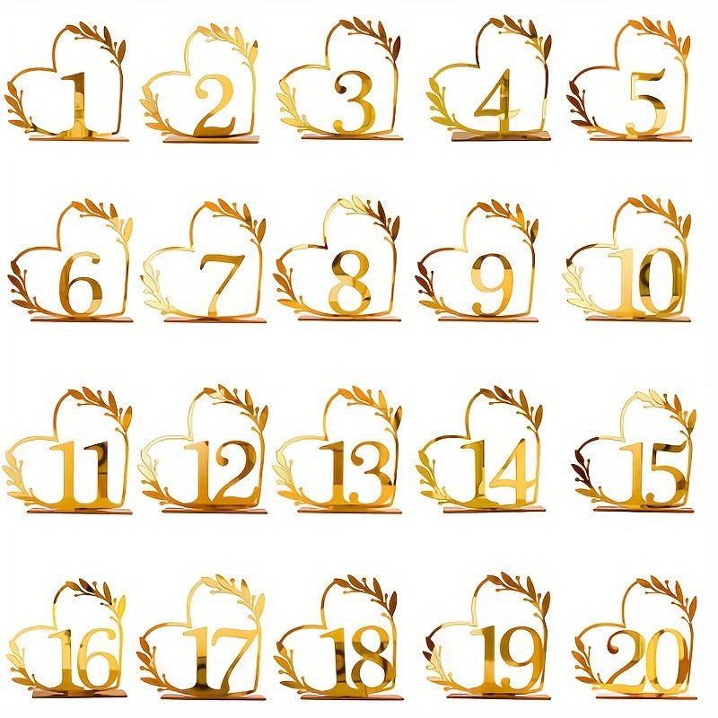 Golden Acrylic Wedding Mirror Table Numbers with Stands: