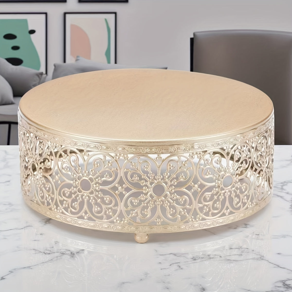 3-Piece Champagne Gold Wedding Display Stand - Reusable Anniversary Party Decoration Tray