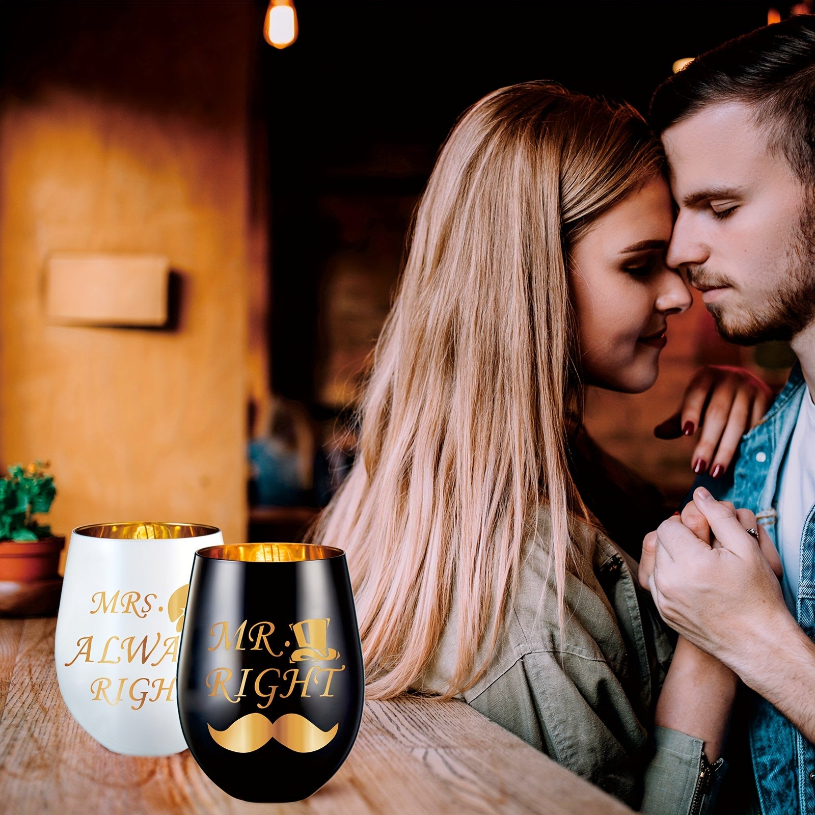 [Popular Choice] 2pcs,Mr Right Mrs Always Right Wine Glasses - Wedding Engagement Gifts for Husband Wife Newlywed Couples Bride Groom Anniversary Bride and Groom Bridal Shower Gifts